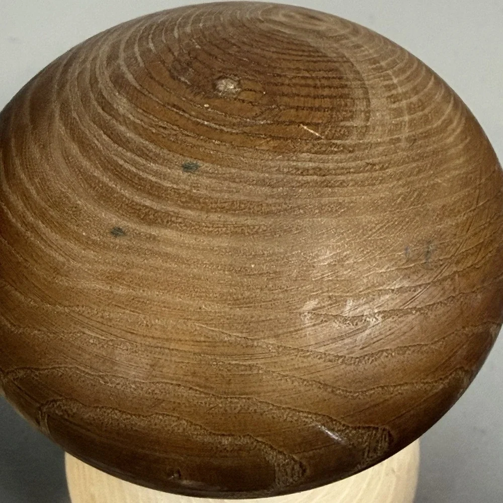 2 Mushroom Shape Wood Containers with Removable Mushroom Cap Lids Decor